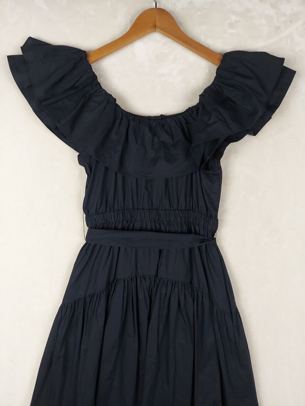 Ulla Johnson Amira Ruffle Poplin Midi Dress Black Spring Summer 2022 Sz 00 - Picture 5 of 11